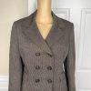 Tahari ASL Polyester Skirt 12 Suit 10 Brown Double Breasted Lined Pleated 2PC