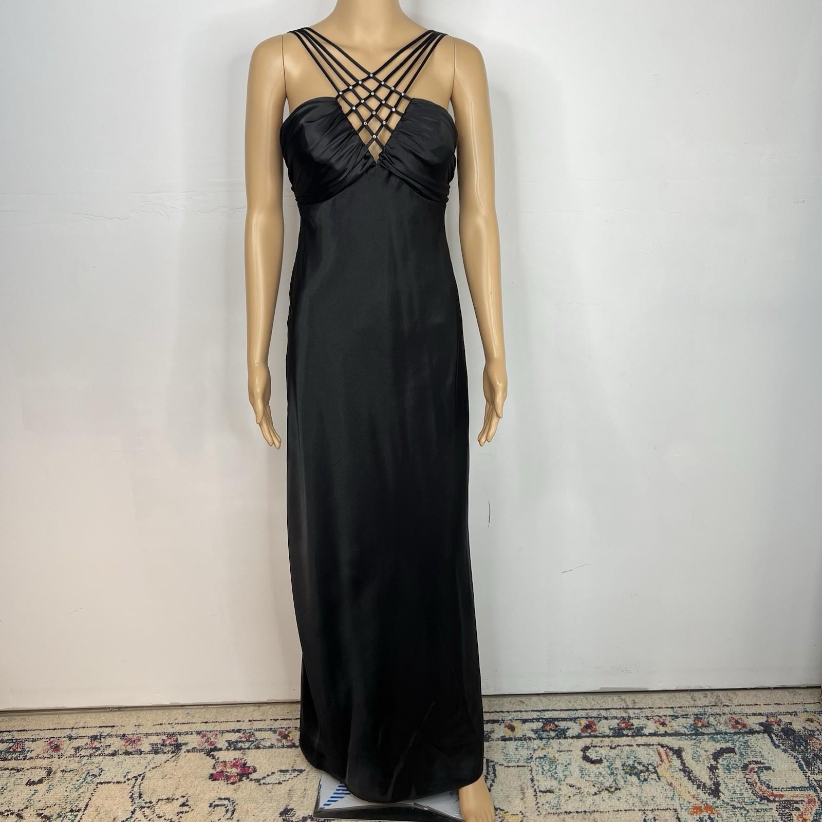 Ignite Evenings Dress 8 Black Gothic Fairy Prom Strappy Grunge Open Back Y2K