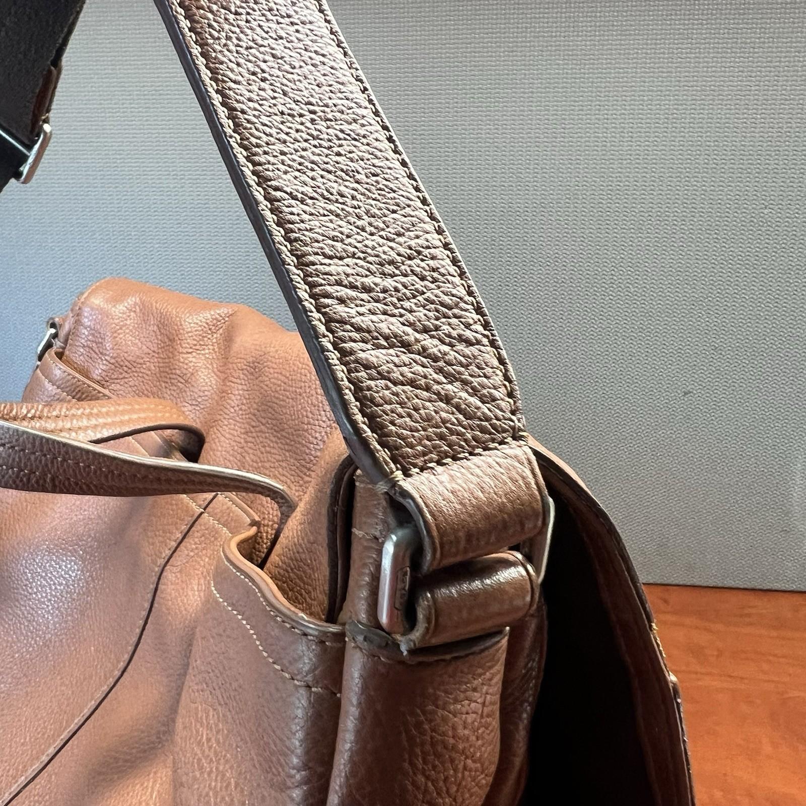 Coach Trans Atlantic Tan Leather Messenger Bag Shoulder Computer Briefcase Bag