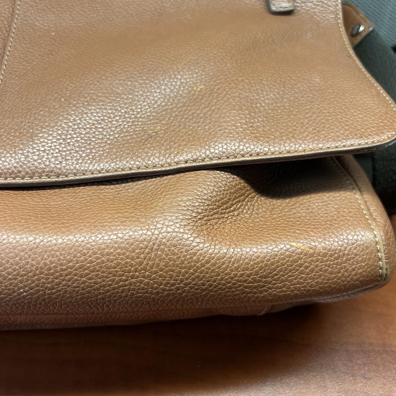 Coach Trans Atlantic Tan Leather Messenger Bag Shoulder Computer Briefcase Bag