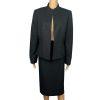 Tahari ASL Polyester Skirt Suit 12 Black Stand Collar Lined Career Cocktail 2PC