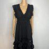 Baltic Born Tiered Ruffle Smocked Maxi Dress M Black Gothic Romantic Stretchy
