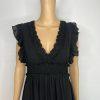 Baltic Born Tiered Ruffle Smocked Maxi Dress M Black Gothic Romantic Stretchy