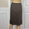 Tahari ASL Polyester Skirt 12 Suit 10 Brown Double Breasted Lined Pleated 2PC