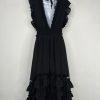 Baltic Born Tiered Ruffle Smocked Maxi Dress M Black Gothic Romantic Stretchy