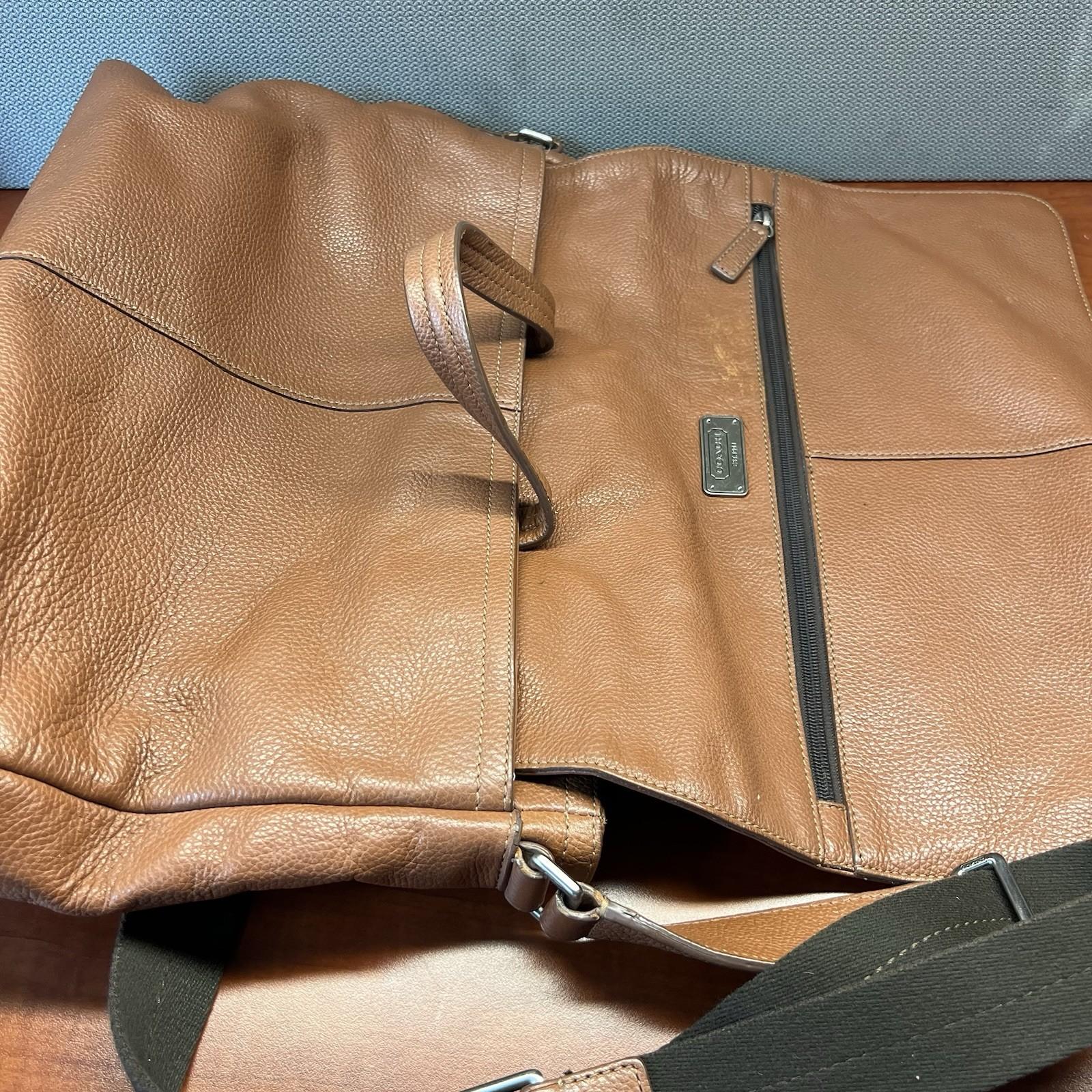 Coach Trans Atlantic Tan Leather Messenger Bag Shoulder Computer Briefcase Bag