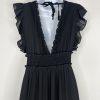 Baltic Born Tiered Ruffle Smocked Maxi Dress M Black Gothic Romantic Stretchy