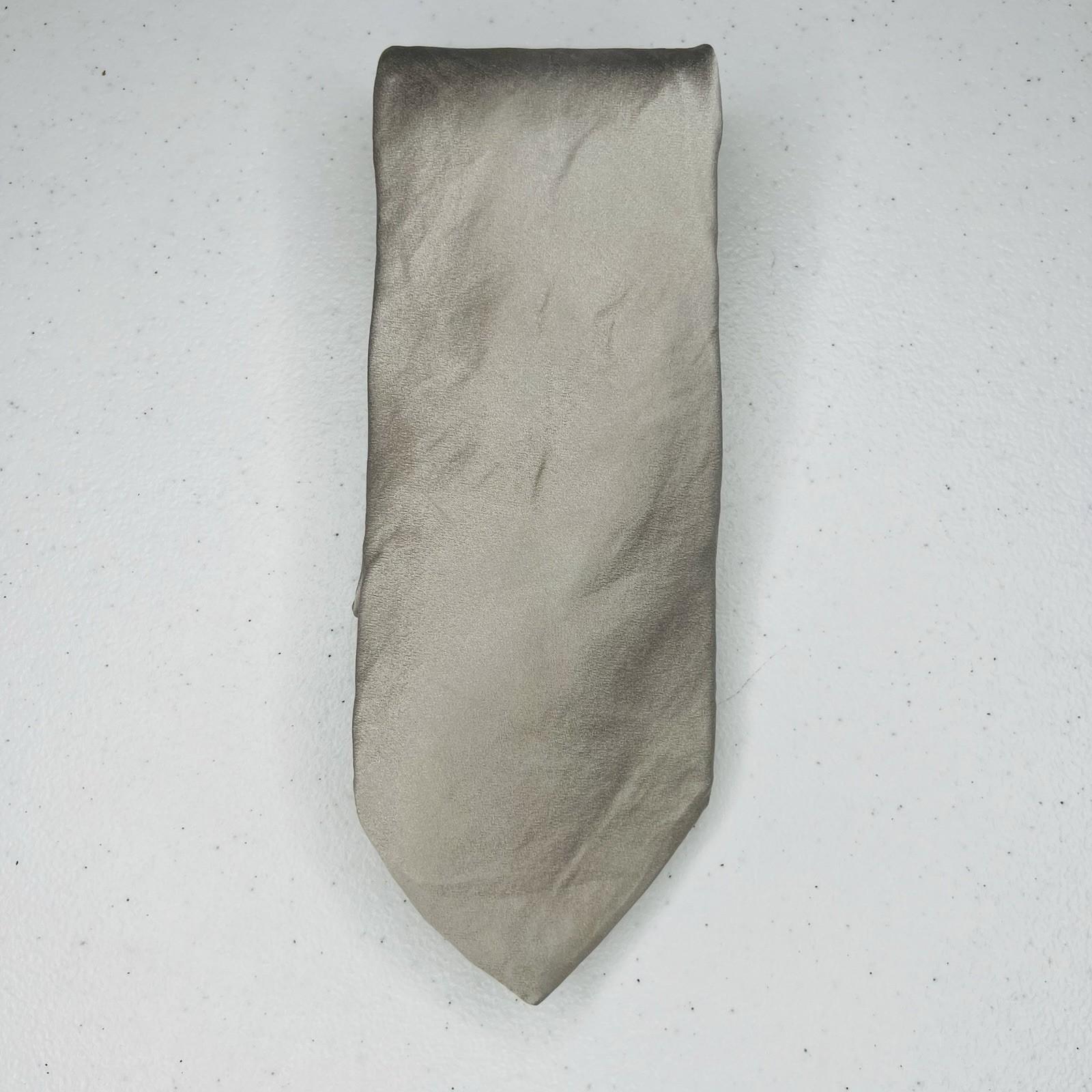 Brioni Men Silk Neck Tie Silver Metallic 58.5 inch Luxury Stylish Made In Italy