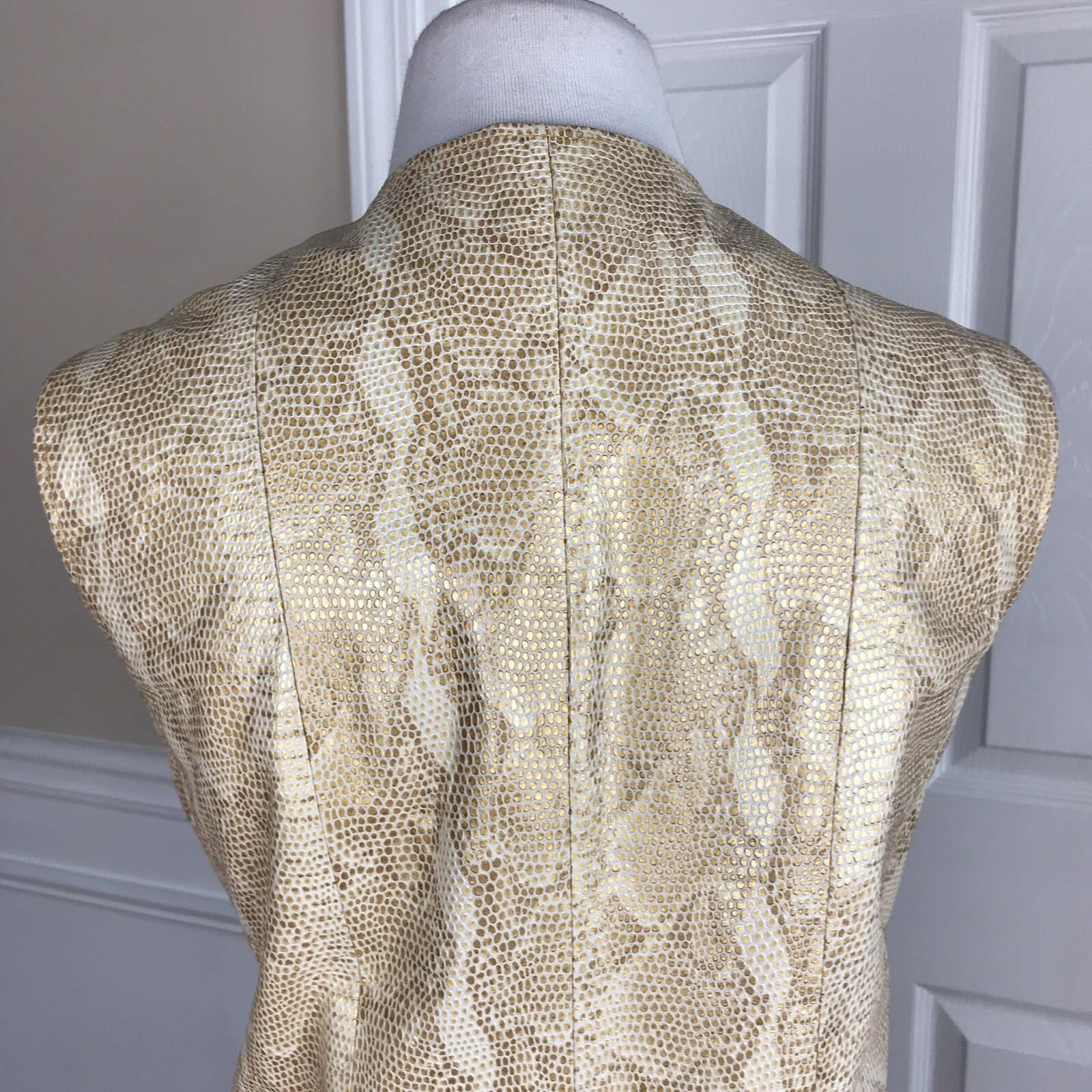 WILSON LEATHER Women 2PC Beige Gold Leather Skirt and Vest Size M