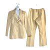 Shape FX Vtg Tan Leather Lined Pant Suit Size 14 Biker Shaping Smoothing Y2K 2PC