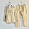 Shape FX Vtg Tan Leather Lined Pant Suit Size 14 Biker Shaping Smoothing Y2K 2PC