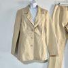 Shape FX Vtg Tan Leather Lined Pant Suit Size 14 Biker Shaping Smoothing Y2K 2PC
