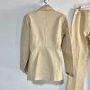 Shape FX Vtg Tan Leather Lined Pant Suit Size 14 Biker Shaping Smoothing Y2K 2PC