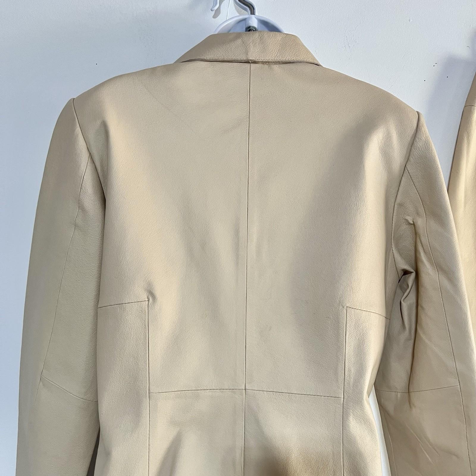 Shape FX Vtg Tan Leather Lined Pant Suit Size 14 Biker Shaping Smoothing Y2K 2PC
