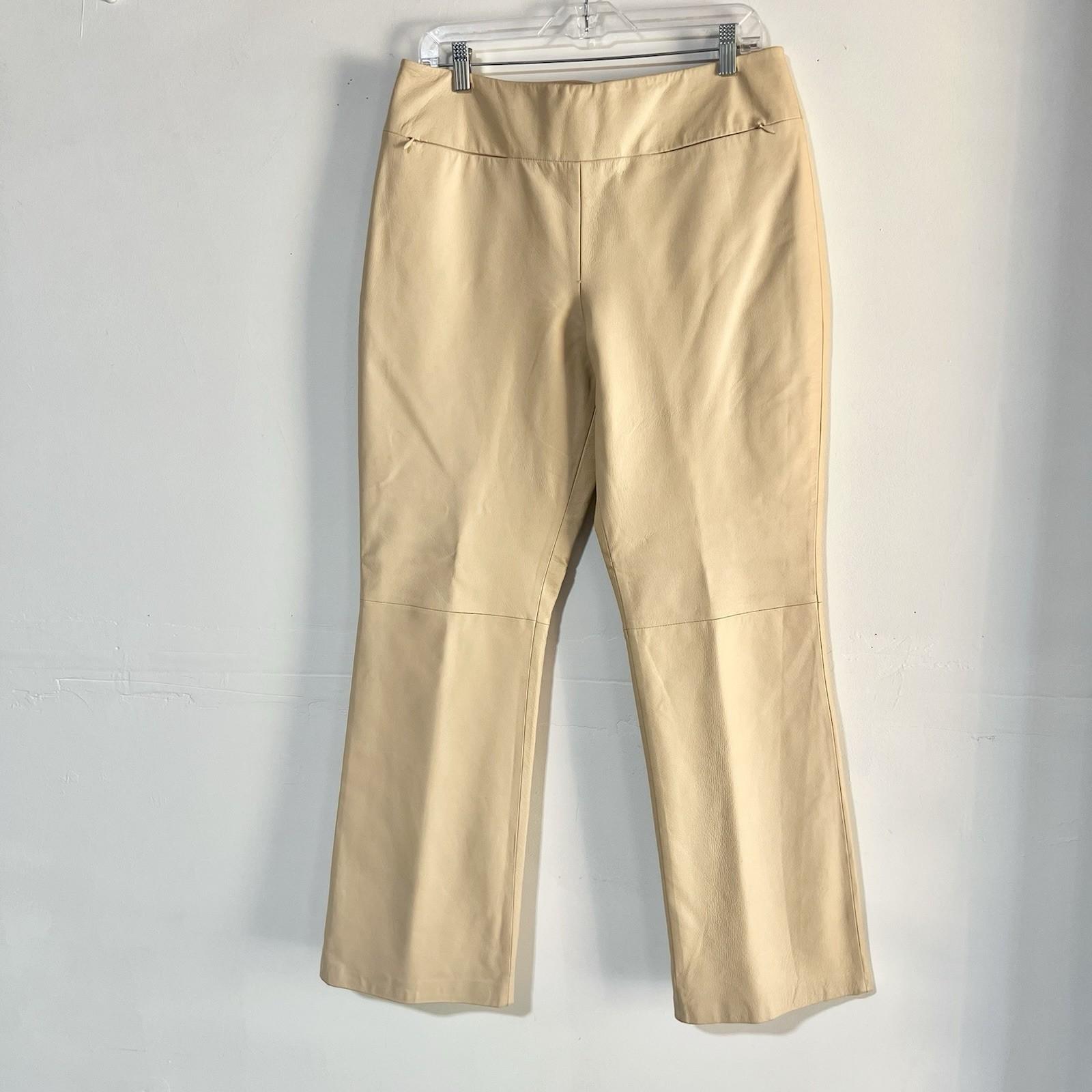 Shape FX Vtg Tan Leather Lined Pant Suit Size 14 Biker Shaping Smoothing Y2K 2PC