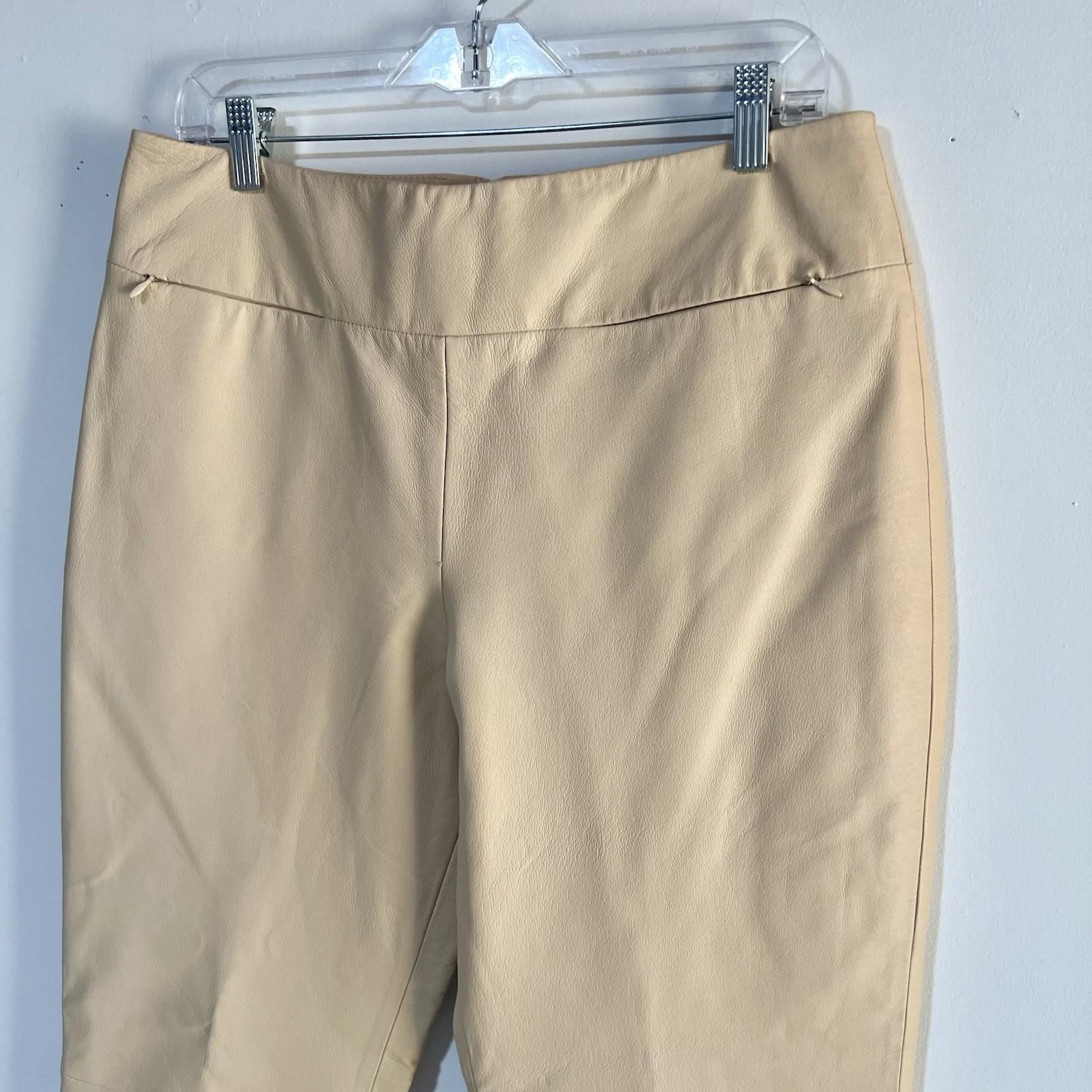 Shape FX Vtg Tan Leather Lined Pant Suit Size 14 Biker Shaping Smoothing Y2K 2PC