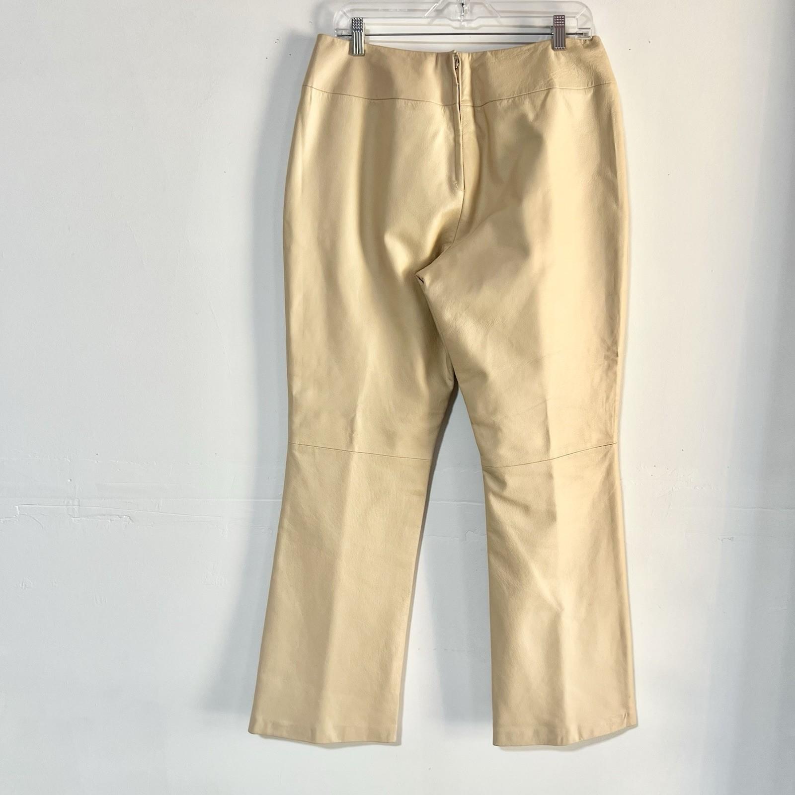 Shape FX Vtg Tan Leather Lined Pant Suit Size 14 Biker Shaping Smoothing Y2K 2PC