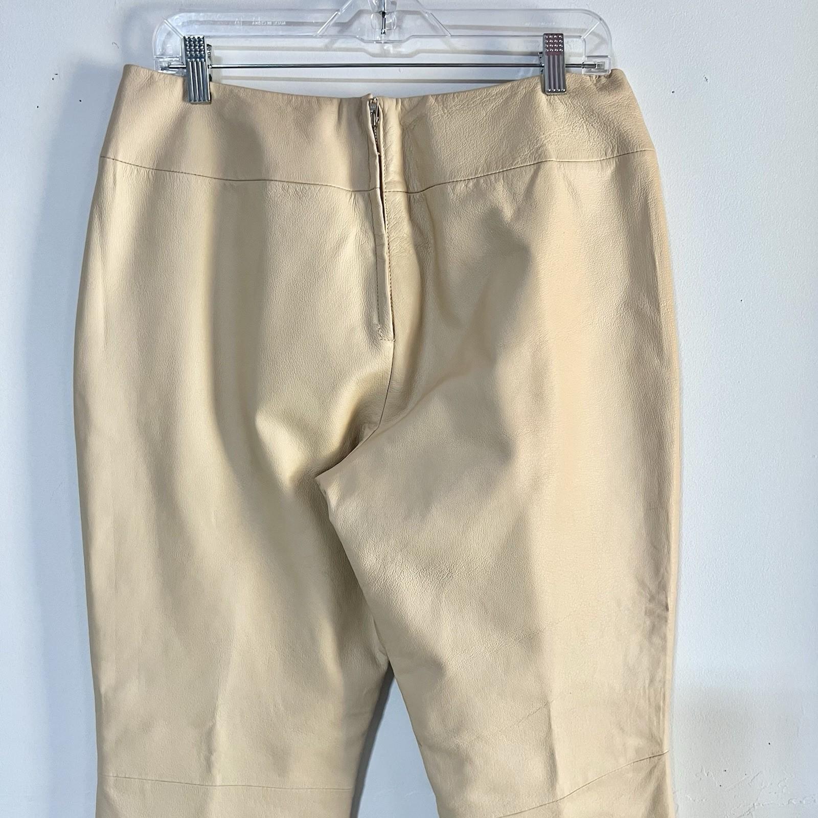Shape FX Vtg Tan Leather Lined Pant Suit Size 14 Biker Shaping Smoothing Y2K 2PC