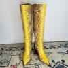 Sam Edelman Lindsey Leather Boots 8.5M Yellow Snakeskin Cowgirl Block Heel Zip