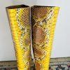 Sam Edelman Lindsey Leather Boots 8.5M Yellow Snakeskin Cowgirl Block Heel Zip