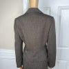 Tahari ASL Polyester Skirt 12 Suit 10 Brown Double Breasted Lined Pleated 2PC
