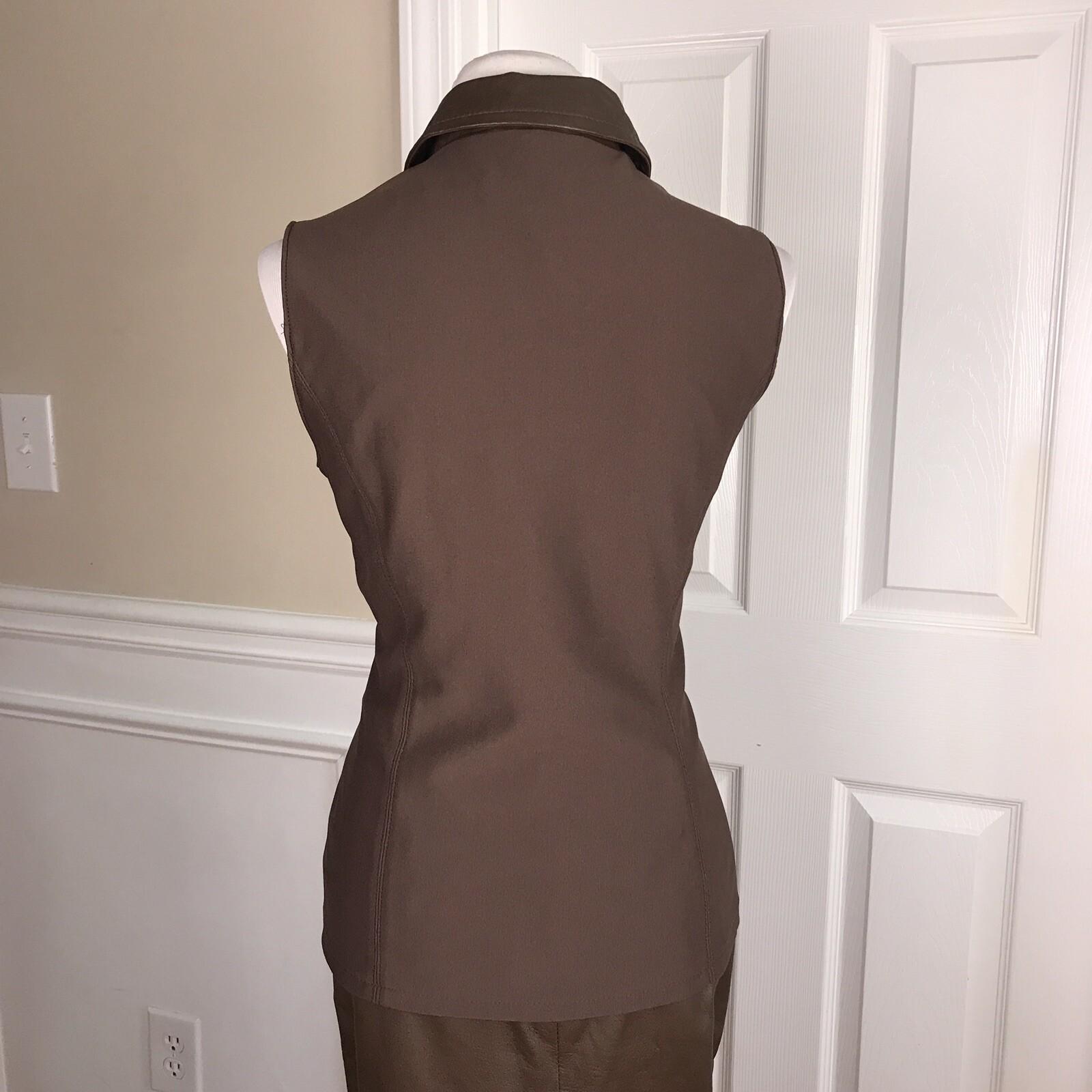 DAVID BENJAMEN Women 2PC Brown Leather Stretch Skirt Size 10 & Vest Size M