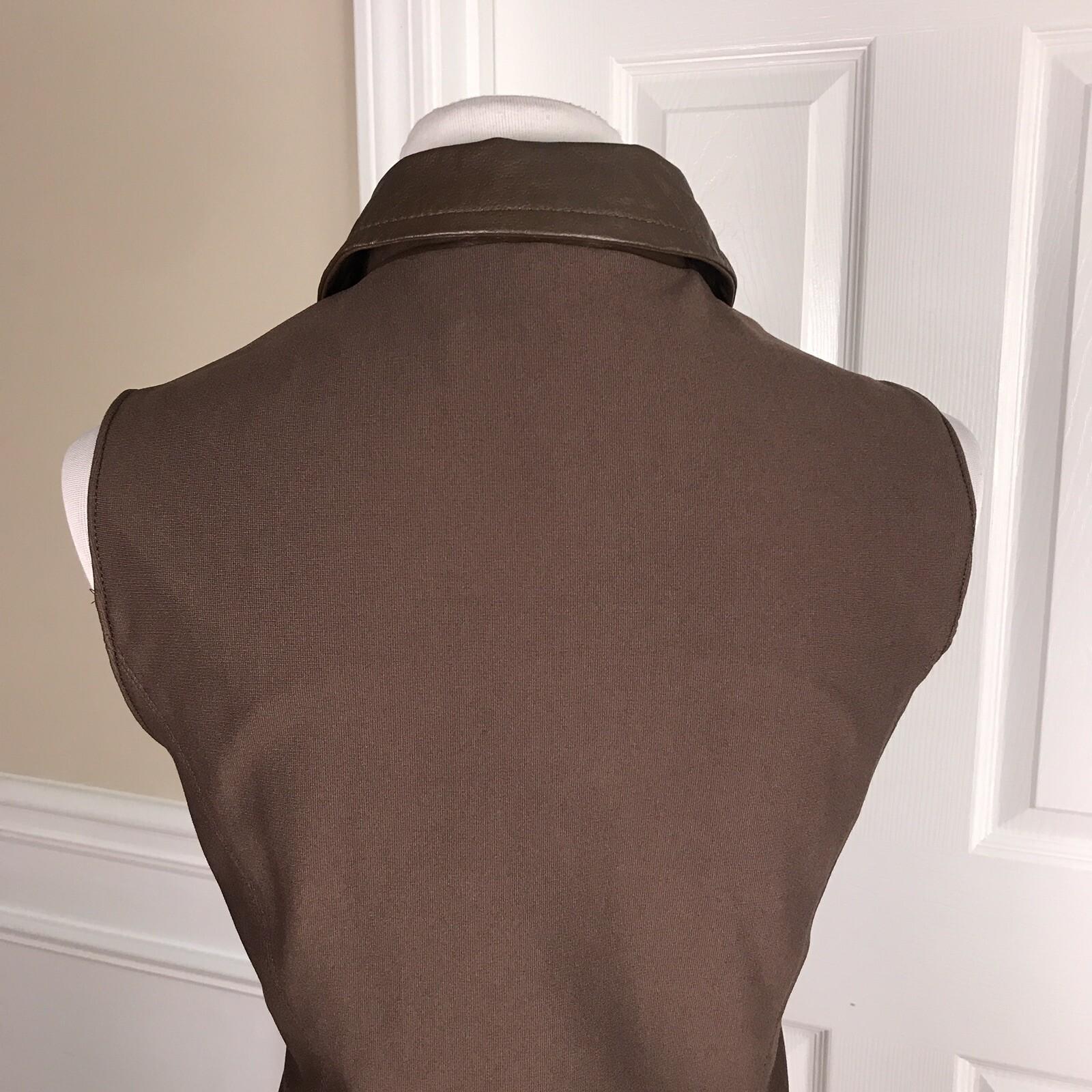 DAVID BENJAMEN Women 2PC Brown Leather Stretch Skirt Size 10 & Vest Size M