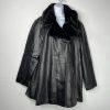 Jessica London Leather Jacket Size 22W 2 in 1 Removable Faux Collar Full Zip