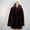 Dennis Basso Women Burgundy Faux Fur Hooded Coat Size S Warm Cozy Comfy