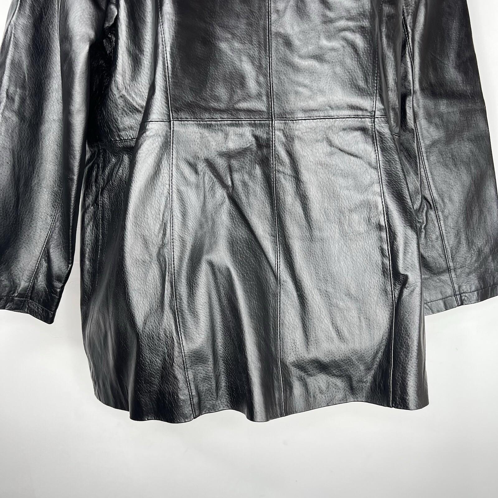 Jessica London Leather Jacket Size 22W 2 in 1 Removable Faux Collar Full Zip
