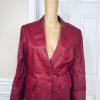 Styleworks Women Leather 2PC Skirt 10 Suit 8 Red Vintage Lined Single Breasted