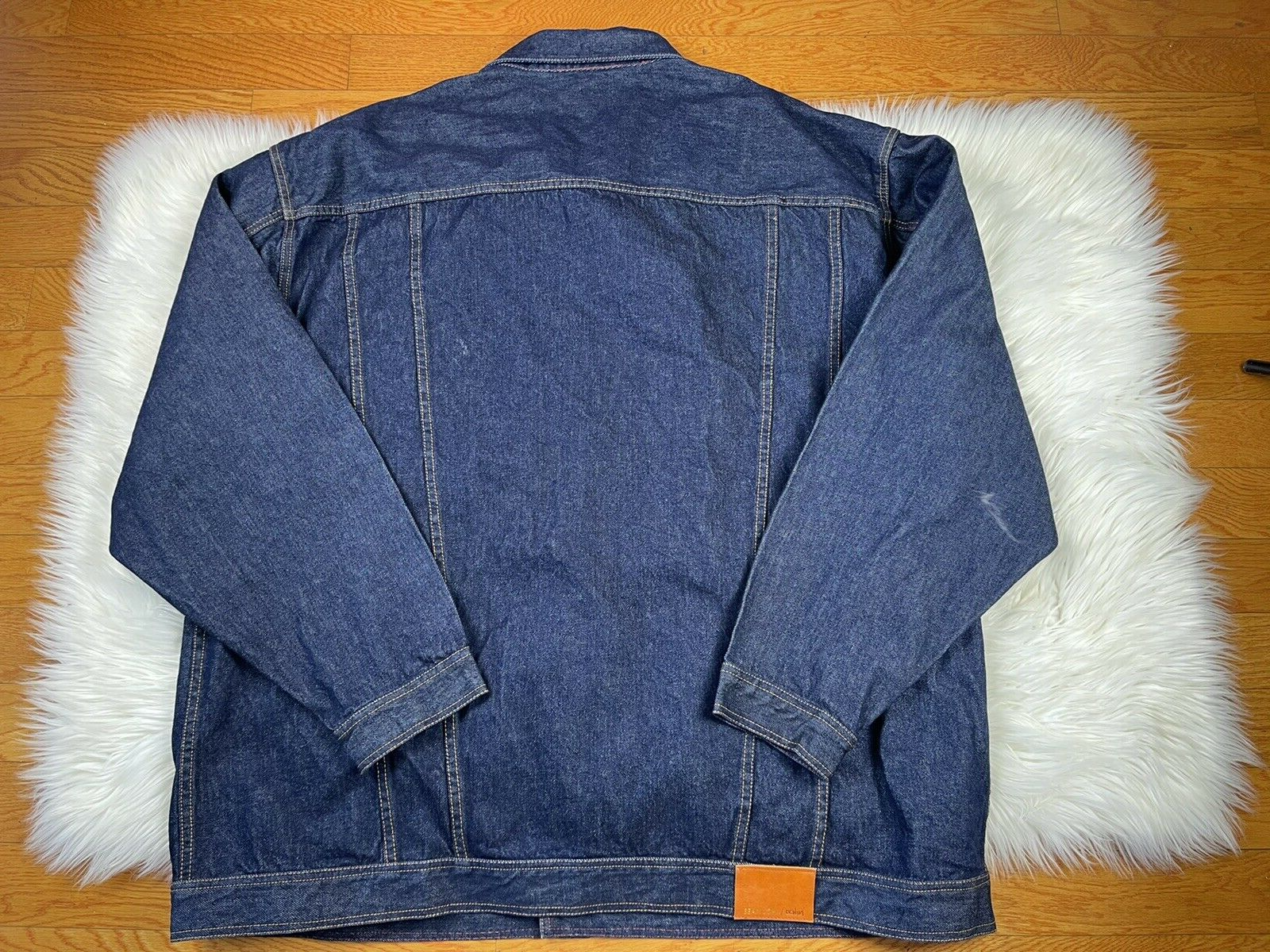Sean John Men Cotton Denim Jeans Jacket Size 6XB Blue Button Up Collared Hip Hop
