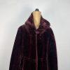 Dennis Basso Women Burgundy Faux Fur Hooded Coat Size S Warm Cozy Comfy
