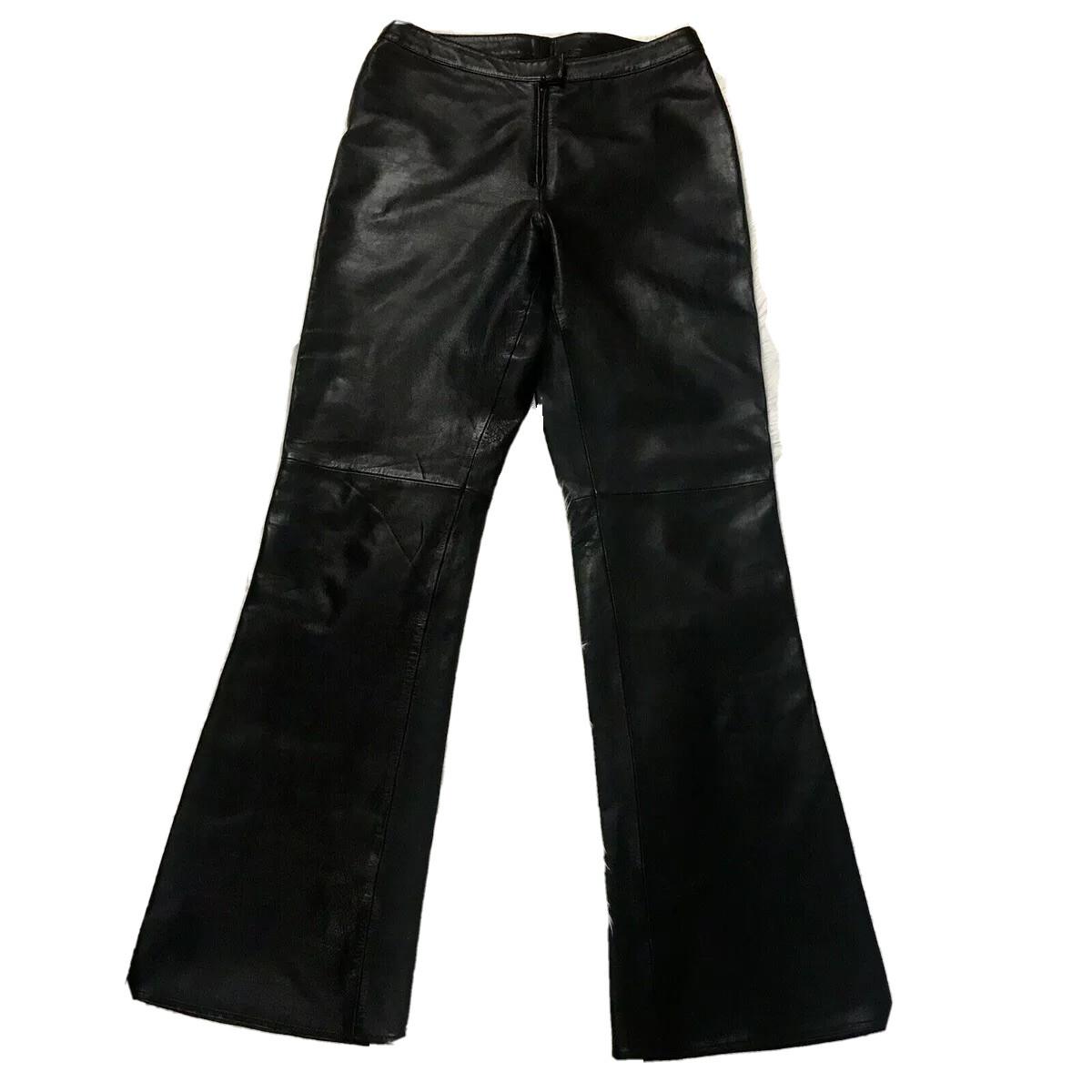 Elements Of Vakko Women Soft Leather Pant Size 8 Black Straight Leg 28x31