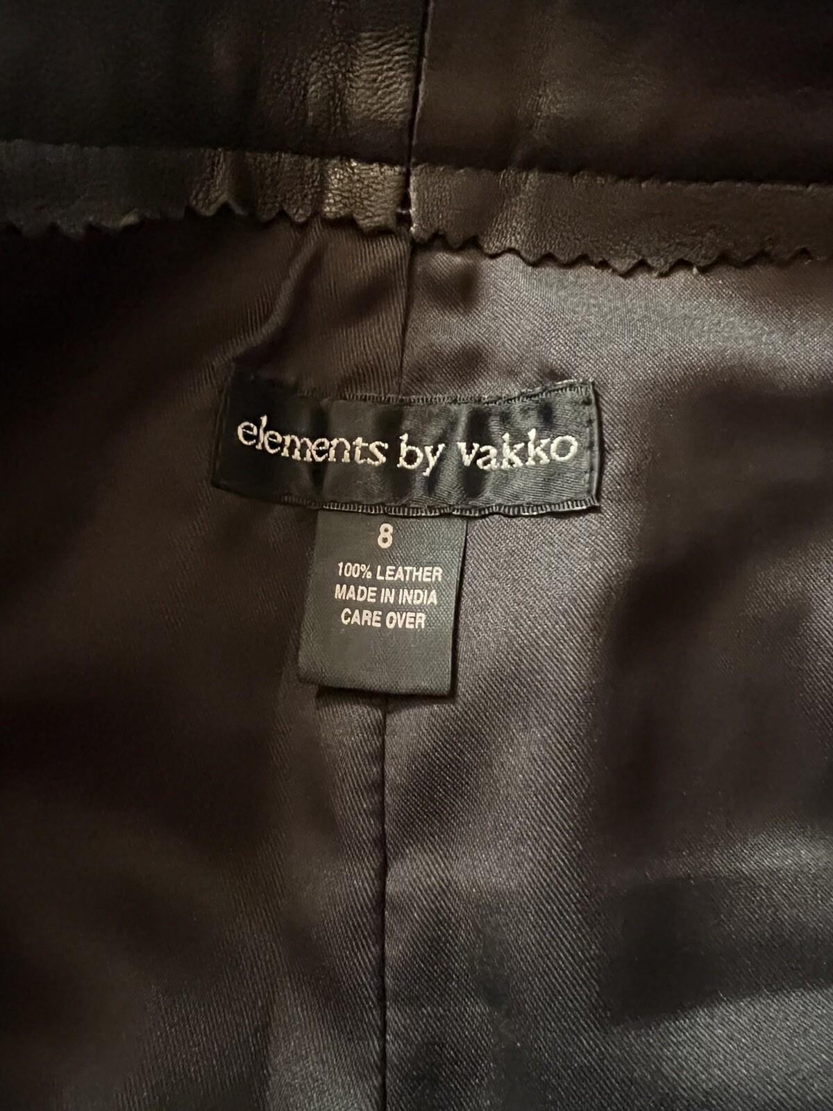 Elements Of Vakko Women Soft Leather Pant Size 8 Black Straight Leg 28x31