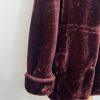 Dennis Basso Women Burgundy Faux Fur Hooded Coat Size S Warm Cozy Comfy