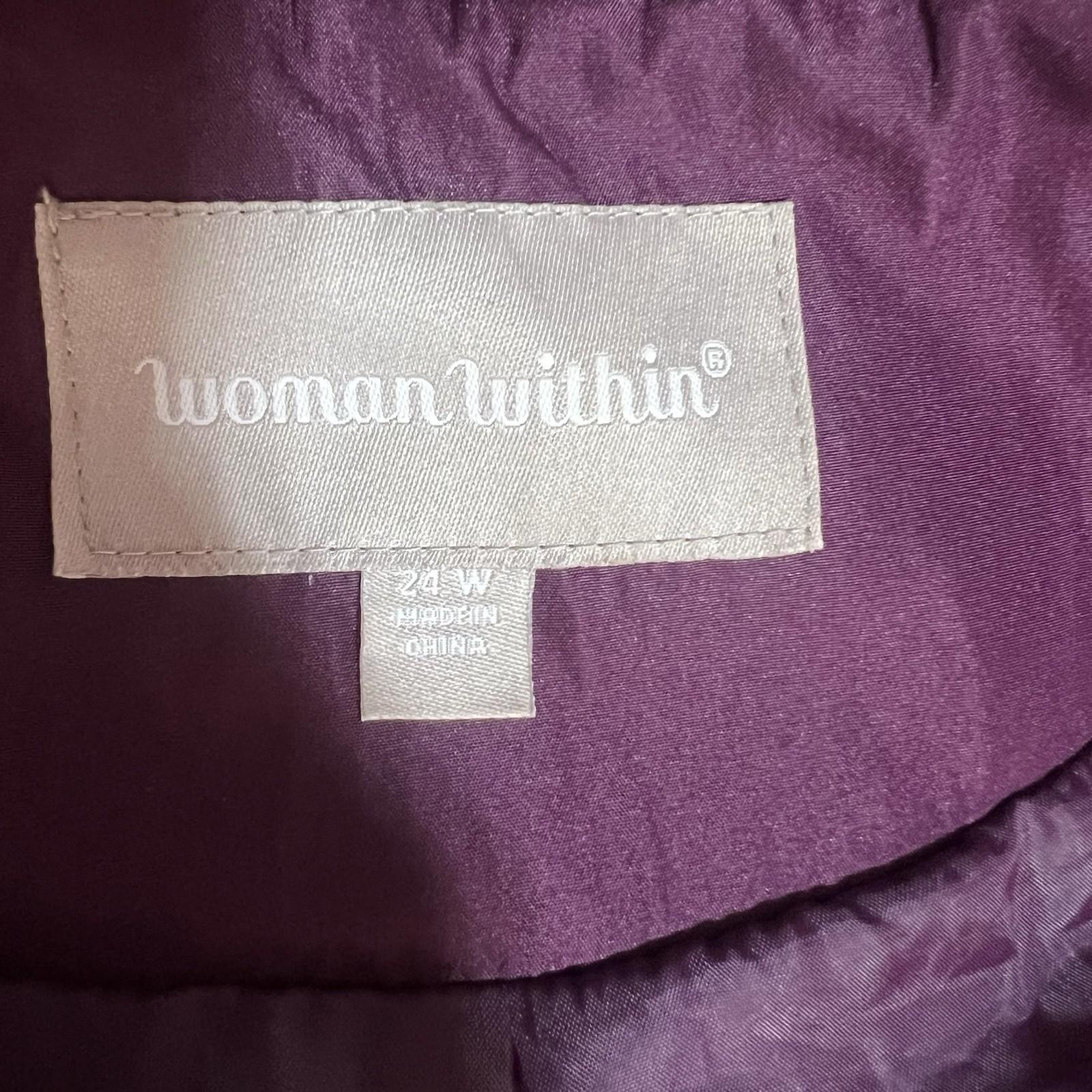 Woman Within Hooded Lined Rain Jacket 20W Lightweight Oversized Fleece Zip Up