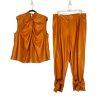Eloquii 2PC Faux Leather Ankle Tie Pants 16 Twist Mock Neck Top 18 Ginger NWT
