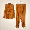 Eloquii 2PC Faux Leather Ankle Tie Pants 16 Twist Mock Neck Top 18 Ginger NWT