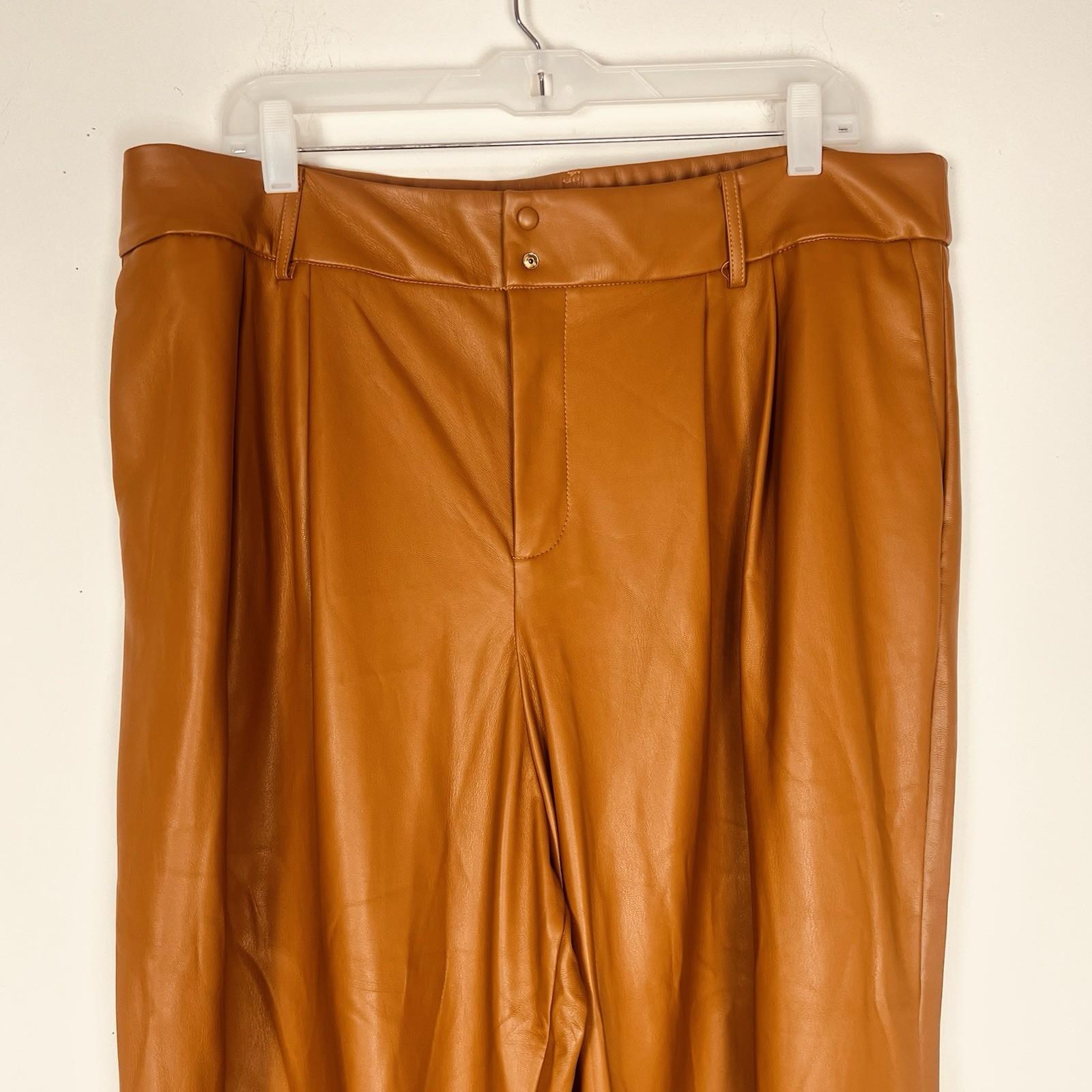 Eloquii 2PC Faux Leather Ankle Tie Pants 16 Twist Mock Neck Top 18 Ginger NWT