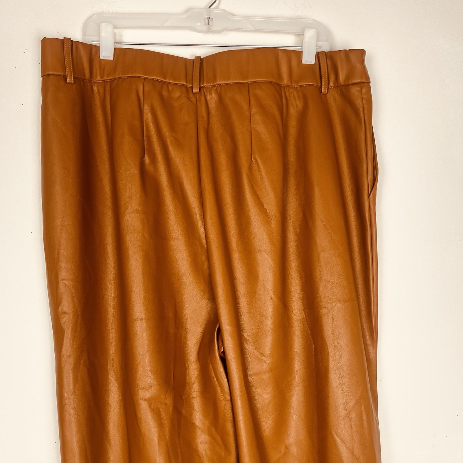 Eloquii 2PC Faux Leather Ankle Tie Pants 16 Twist Mock Neck Top 18 Ginger NWT
