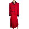 George Simonton Vintage Wool Faux hem Skirt Suit Size 14 Red Flared Timeless