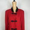 George Simonton Vintage Wool Faux hem Skirt Suit Size 14 Red Flared Timeless