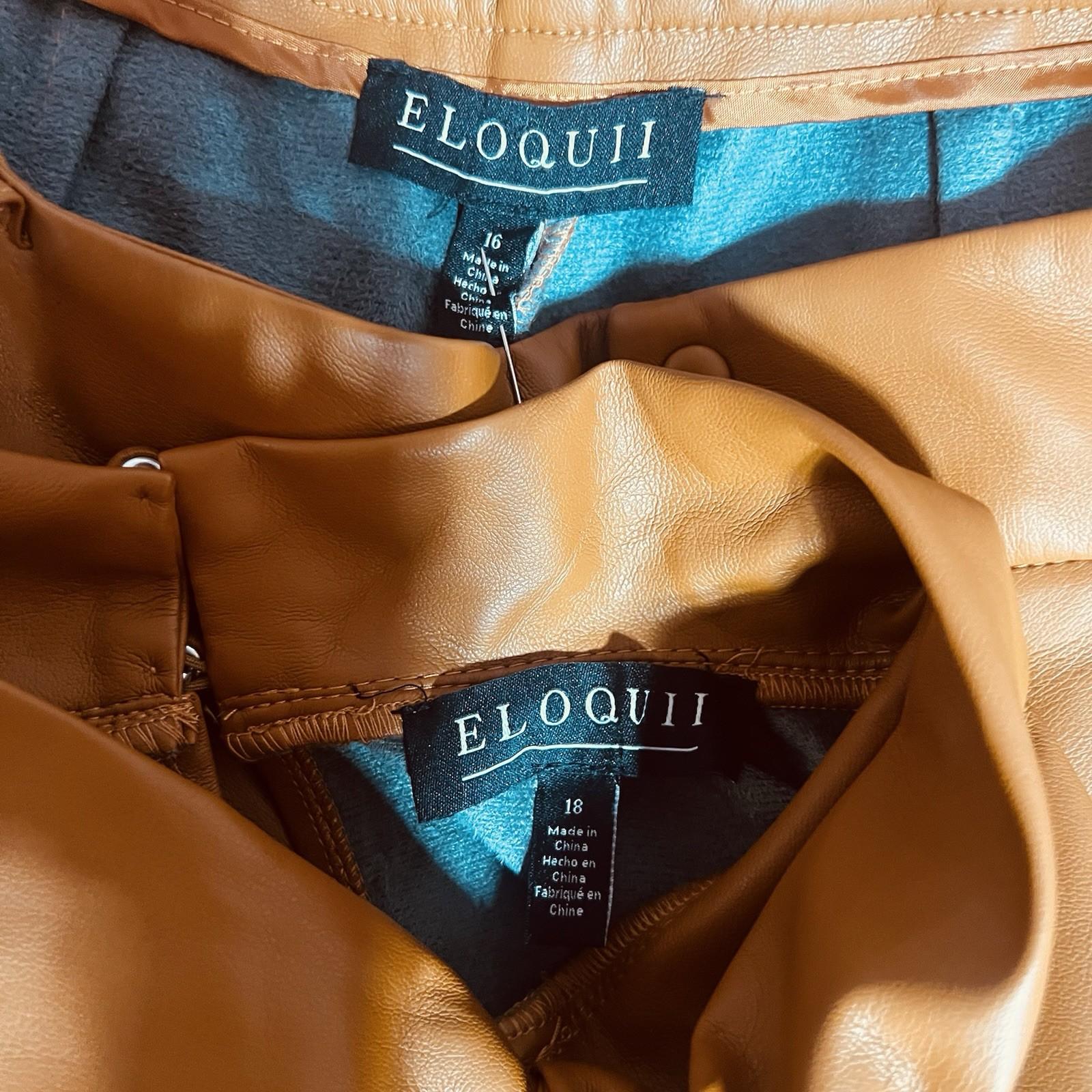 Eloquii 2PC Faux Leather Ankle Tie Pants 16 Twist Mock Neck Top 18 Ginger NWT