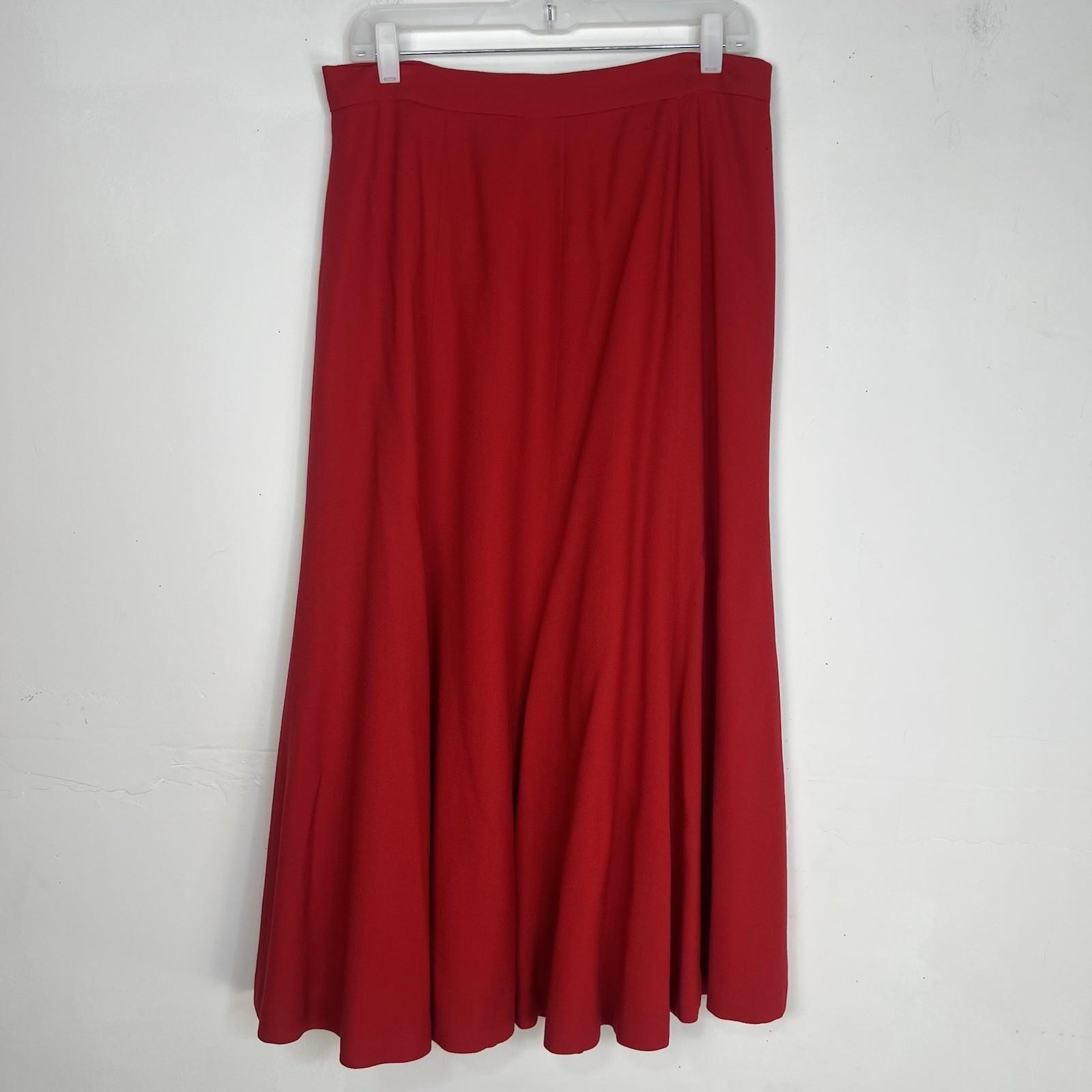 George Simonton Vintage Wool Faux hem Skirt Suit Size 14 Red Flared Timeless