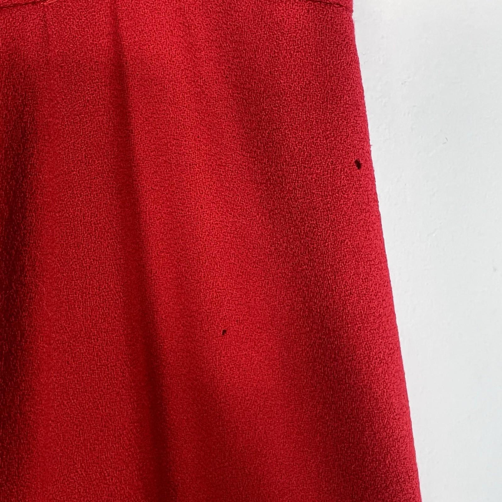 George Simonton Vintage Wool Faux hem Skirt Suit Size 14 Red Flared Timeless