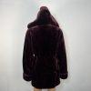 Dennis Basso Women Burgundy Faux Fur Hooded Coat Size S Warm Cozy Comfy
