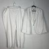 Anne Klein Women Polyester Metallic 2PC Pant Suit 22W White Stretch Timeless