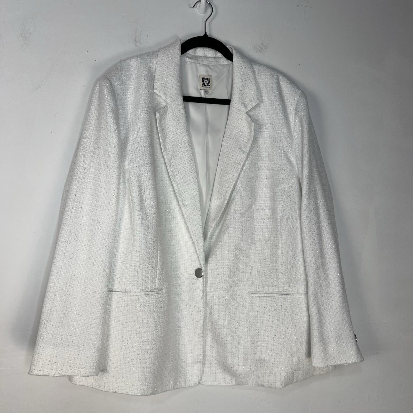 Anne Klein Women Polyester Metallic 2PC Pant Suit 22W White Stretch Timeless