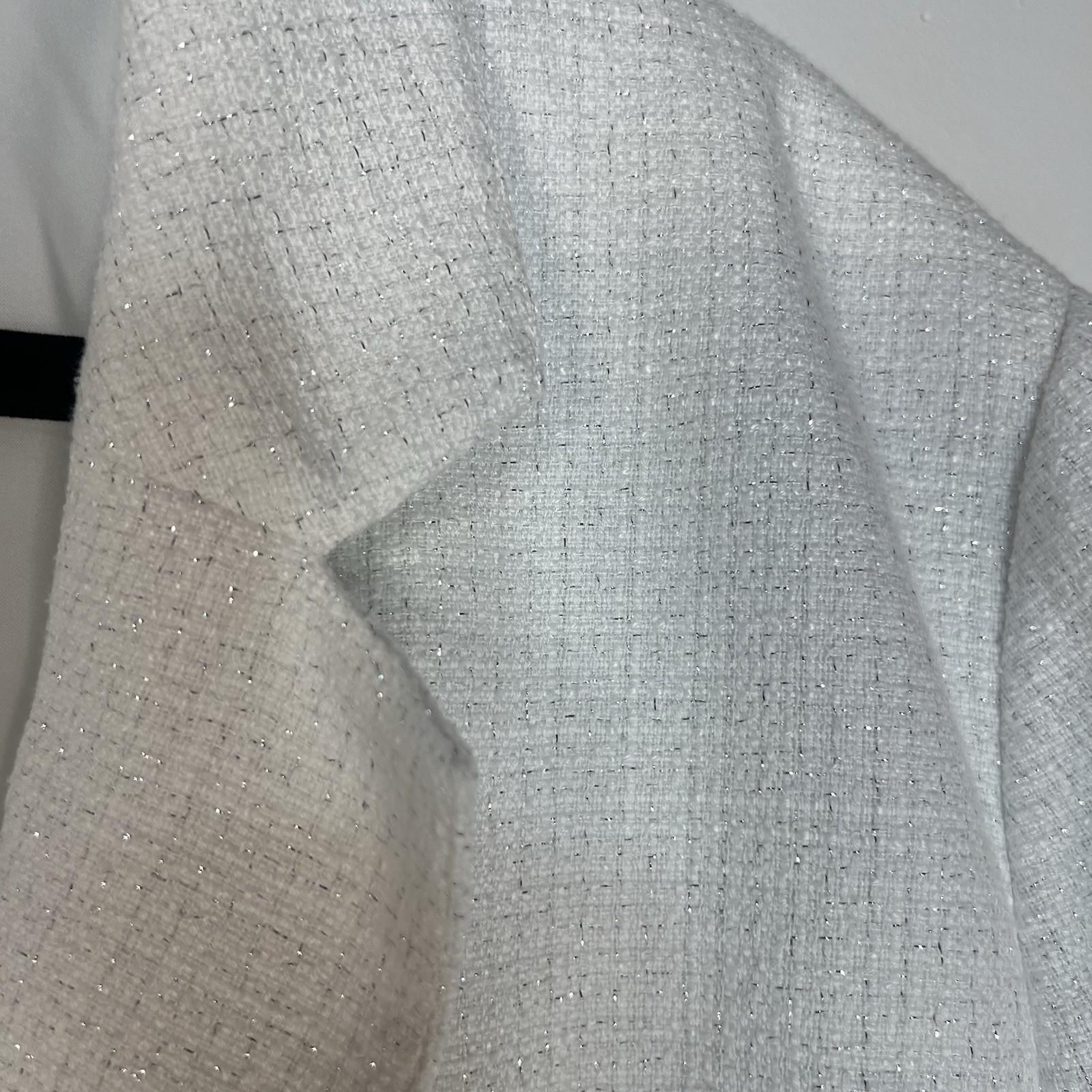 Anne Klein Women Polyester Metallic 2PC Pant Suit 22W White Stretch Timeless